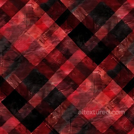 Seamless 3D Plaid Metal PBR Texture with Red and Black Pattern texture preview