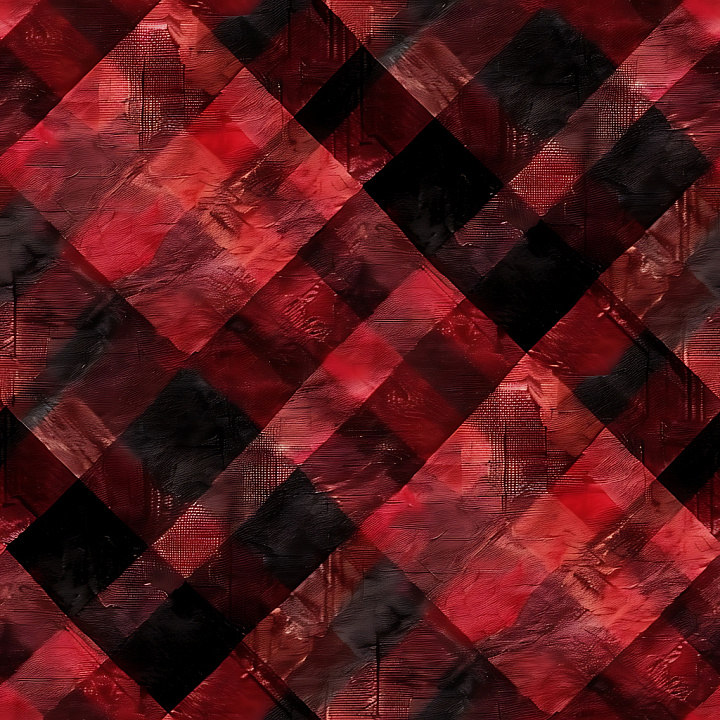 Red and Black Plaid Fabric with Subtle Surface Variations seamless PBR texture preview