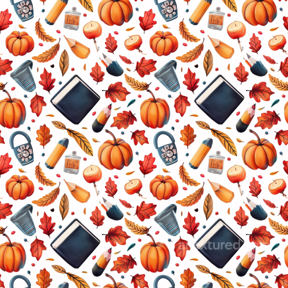 Thanksgiving Pattern Texture with Autumn Leaves & Pumpkins Thanksgiving texture preview
