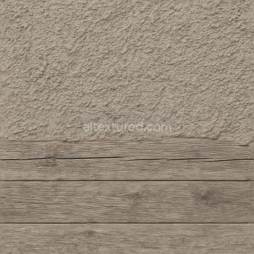 Seamless 3d texture pbr 8K rough stucco wall with textured stucco and weathered wood plank wall elements