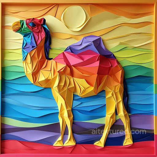 Animal - Seamless 3D PBR Texture Featuring Origami-Style Multi-Color Camel Design texture preview