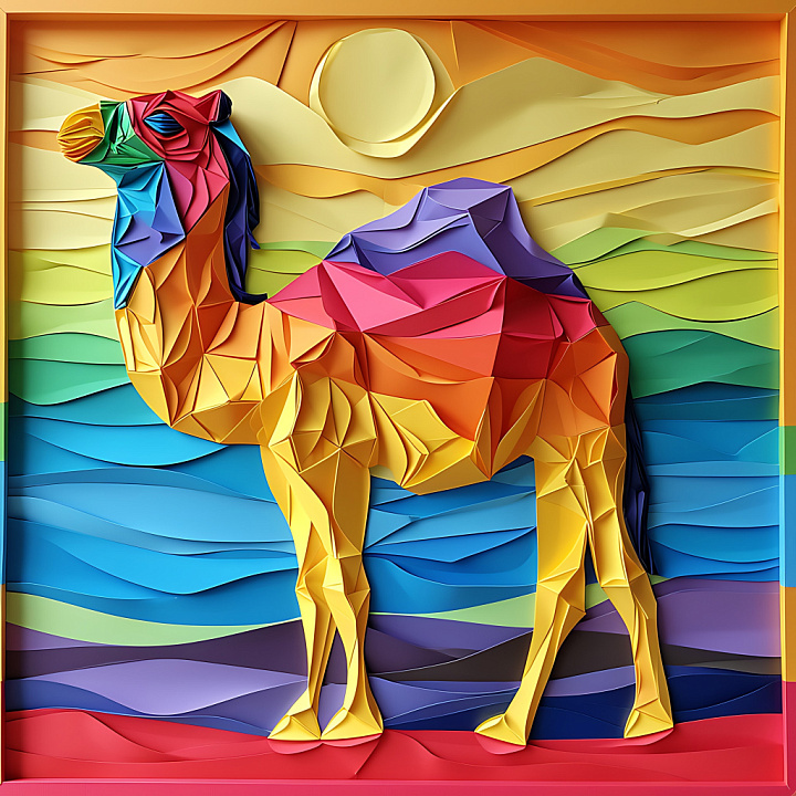 Featuring Origami-Style Multi-Color Camel Design seamless PBR texture preview