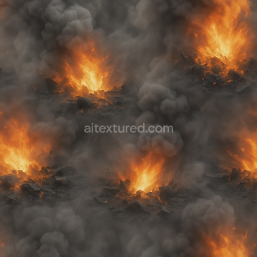 Seamless 8k PBR 3d texture of charcoal ash with smoke billow and heat shimmer effects