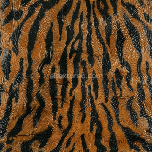 Seamless 3D PBR Leather Texture with Tiger Stripe Pattern and Glossy Finish