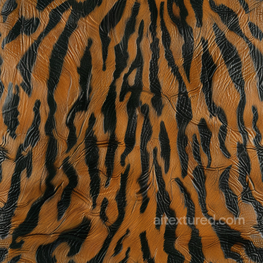 Leather Texture with Tiger Stripe Pattern and Glossy Finish seamless Leather PBR texture