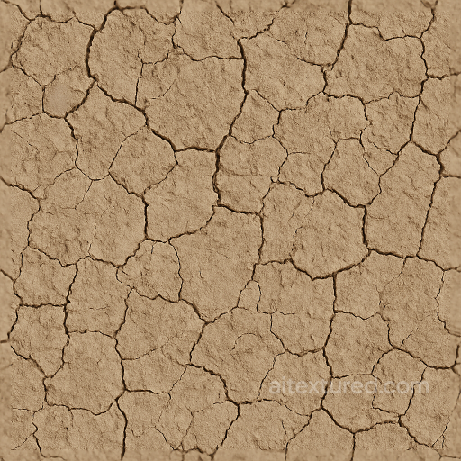 Mud Cracks Ground Surface With Dry Cracked Mud And Earth Cracks seamless Ground surface PBR texture