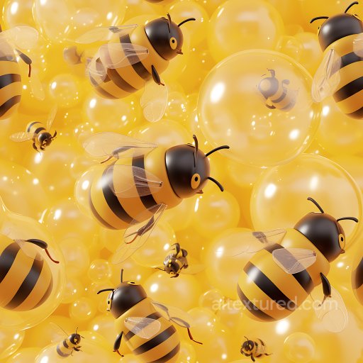 Inflated Honeycomb Bubble PBR Texture in Glossy Yellow seamless Inflated PBR texture