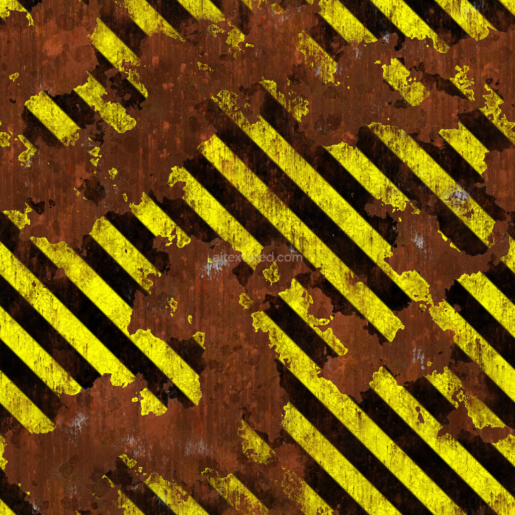 Seamless painted metal texture with yellow and black stripes