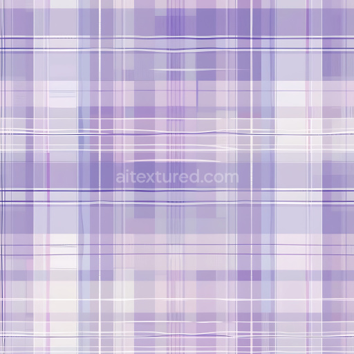 Seamless 3D PBR Texture of Pastel Purple and White Plaid Fabric Pattern