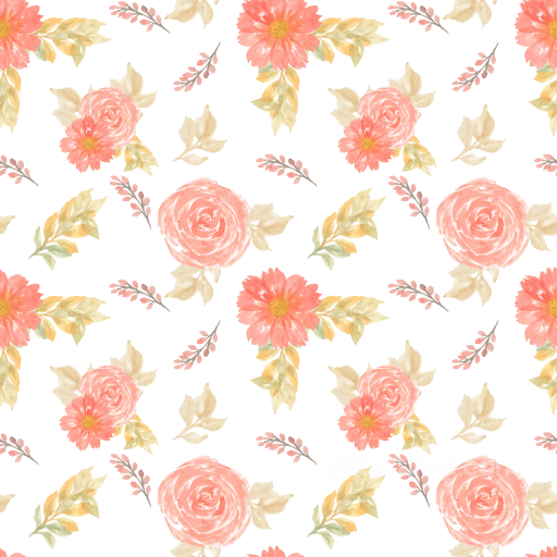 with Soft Pink Watercolor Flowers and Delicate Foliage seamless Pink Flower PBR texture