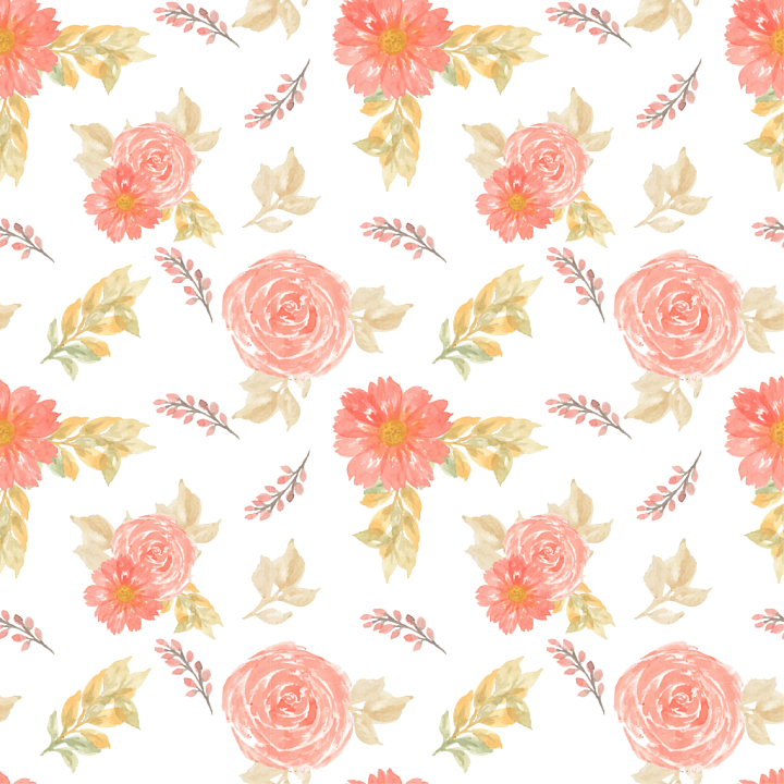 with Soft Pink Watercolor Flowers and Delicate Foliage seamless PBR texture preview