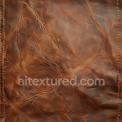 seamless Seamless 3D PBR Texture of Aged Brown Distressed Leather with Natural Wrinkles and Stitching texture 8k free download PBR