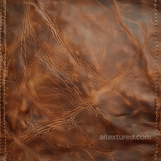 Aged Brown Distressed Leather Seamless Texture with Natural Wrinkles and Stitching Leather texture preview