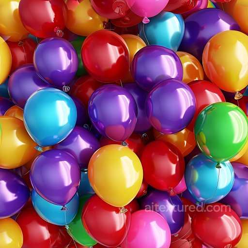Inflated PBR Texture Featuring Glossy Multicolor Balloons seamless Inflated PBR texture