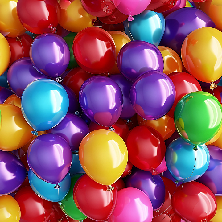 Inflated of Glossy Multicolor Balloon Cluster seamless PBR texture preview