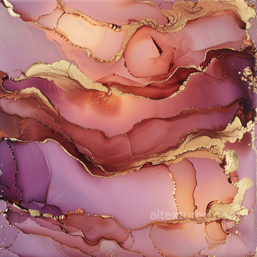 Alcohol Ink PBR Texture Featuring Rose and Gold Fluid Marbling seamless Alcohol ink PBR texture