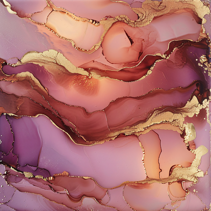 Alcohol Ink Featuring Rose and Gold Fluid Marbling seamless PBR texture preview