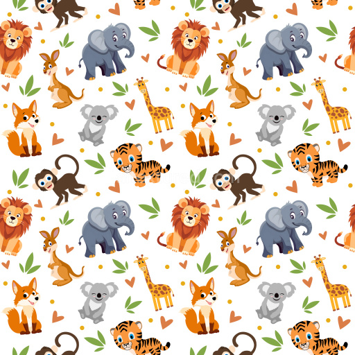 Pattern Bundle - Seamless 3D animal cartoon pattern PBR texture with playful colorful motifs texture preview
