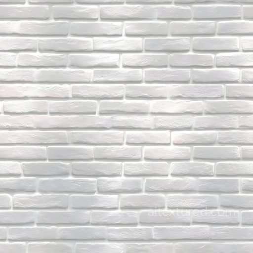 White Painted Brick Wall Texture with Subtle Cracks and Worn Rough Surface seamless Brick PBR texture