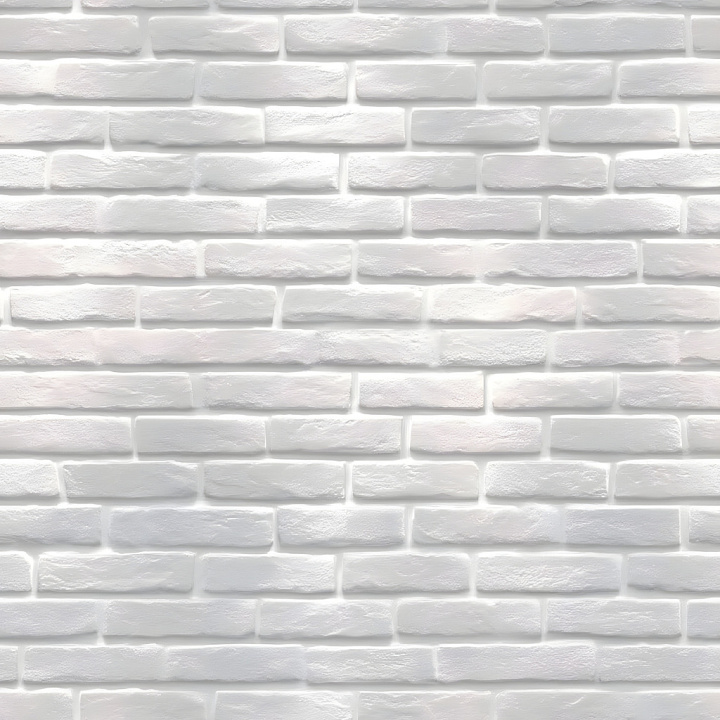 White Painted Brick Wall with Subtle Cracks and Worn Rough Surface seamless PBR texture preview