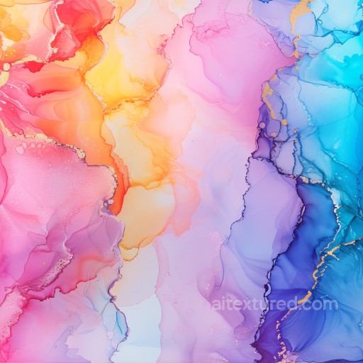 Alcohol Ink PBR Texture Featuring Pastel Fluid Waves and Gold Veining seamless Alcohol ink PBR texture