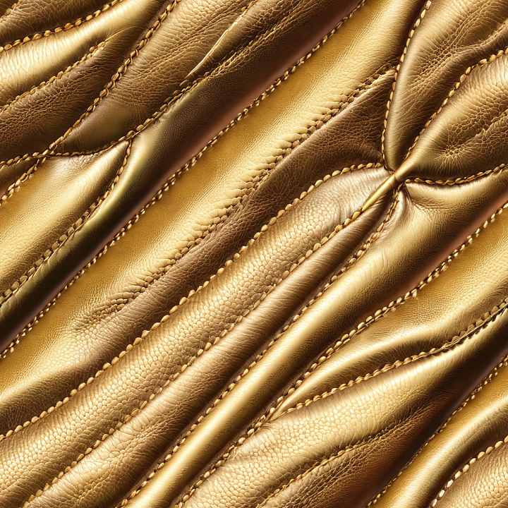 Stitched Golden Leather with Detailed Grain and Wrinkles seamless PBR texture preview