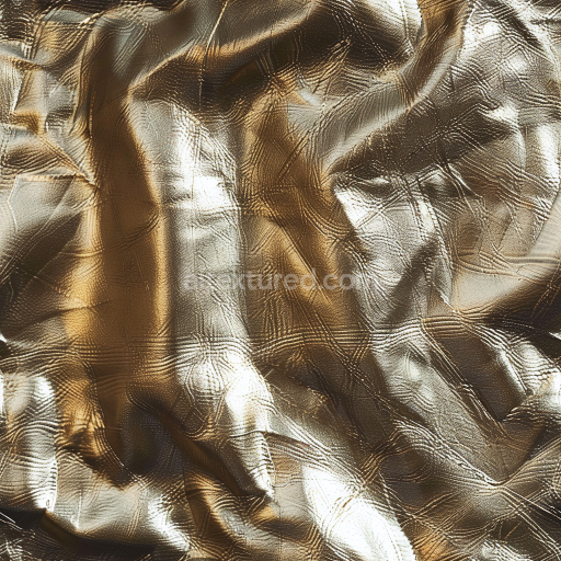 Seamless 3D PBR Texture of Shiny Gold Embossed Leather with Wrinkles and Fine Grain