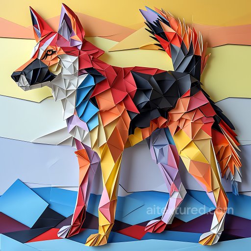 Animal - Seamless 3D PBR Texture of Origami-Inspired Colorful Deutscher Wachtelhund texture preview
