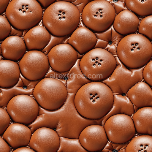Seamless 3D PBR Buttoned Brown Leather Upholstery Texture with Rounded Padded Buttons