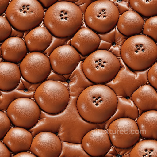 Buttoned Brown Leather Upholstery Texture with Rounded Padded Buttons seamless Leather PBR texture