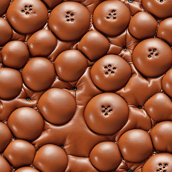 Buttoned Brown Leather Upholstery with Rounded Padded Buttons seamless PBR texture preview