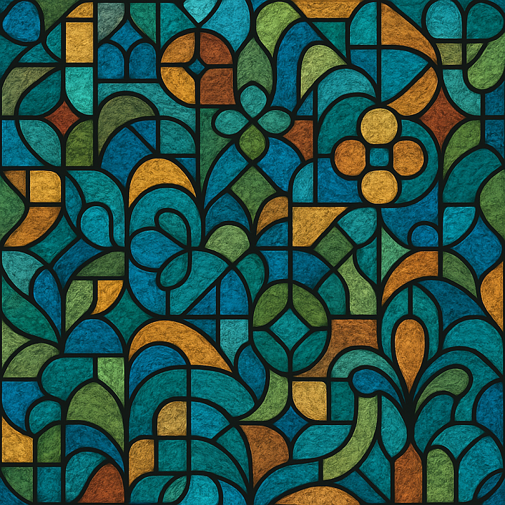 Patterned Stained Glass seamless PBR texture preview