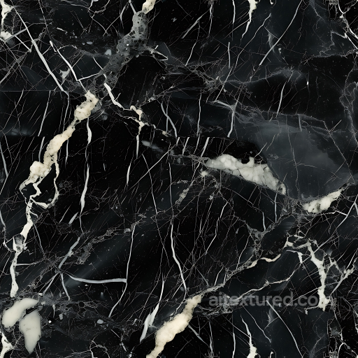 Black Marble PBR Texture Featuring Bold White Veins and Polished Finish seamless Marble PBR texture