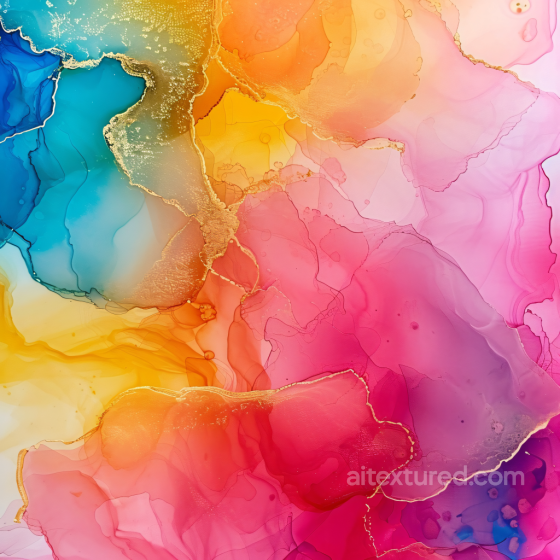 Alcohol Ink PBR Texture Featuring Vivid Multicolor Fluid Waves and Gold Veining Alcohol ink texture preview