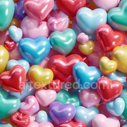 seamless Seamless 3D Inflated PBR Texture with Colorful Heart-Shaped Balloons texture 8k free download PBR