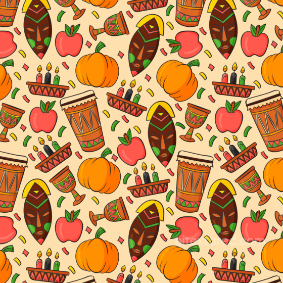 Thanksgiving Pattern Texture with Pumpkins and African Motifs Thanksgiving texture preview