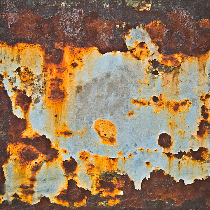 Rusty Metal Holes with Peeling Paint and Corrosion seamless PBR texture preview