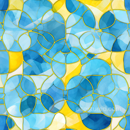 Blue and Yellow Marble Mosaic PBR Texture with Glossy Tiles seamless Marble PBR texture
