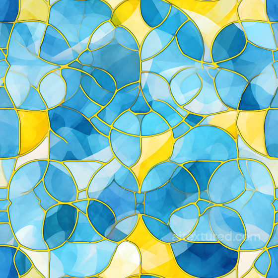 Blue and Yellow Marble Mosaic PBR Texture with Glossy Tiles Marble texture preview