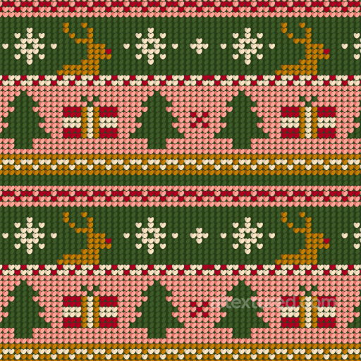 Knitted Christmas Sweater Pattern Texture with Reindeer and Trees seamless All Christmas Digital paper PBR texture