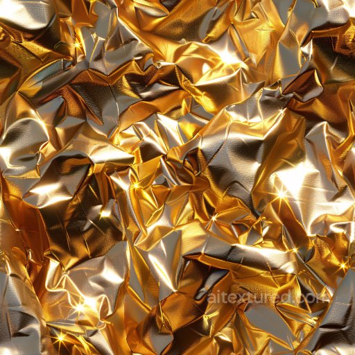 Seamless 3D PBR Texture of Crumpled Glossy Foil in Gold and Silver texture preview