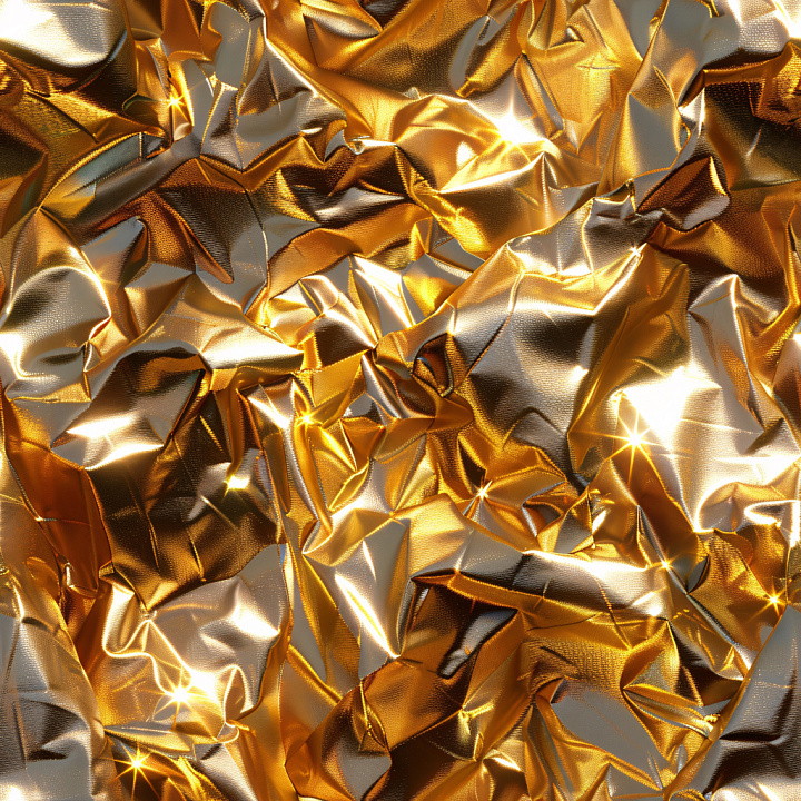 Crumpled Glossy Foil in Gold and Silver seamless PBR texture preview