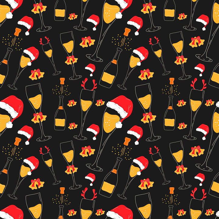 Featuring Festive Champagne Glasses and Holiday Hats seamless PBR texture preview