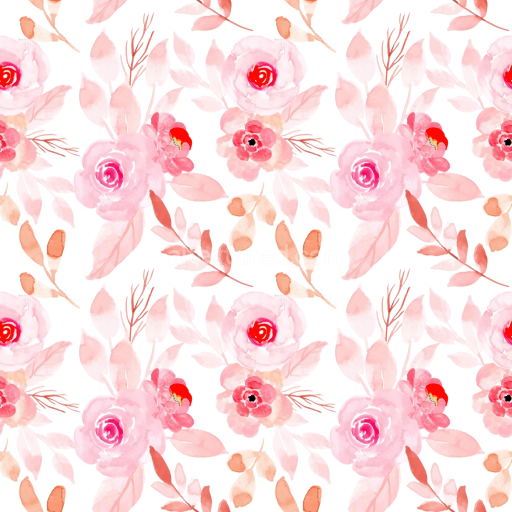 Seamless 3D PBR Pink Flower Watercolor Style Fabric Texture with Soft Floral Pattern