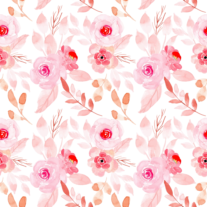 Pink Flower Watercolor Style Fabric with Soft Floral Pattern seamless PBR texture preview