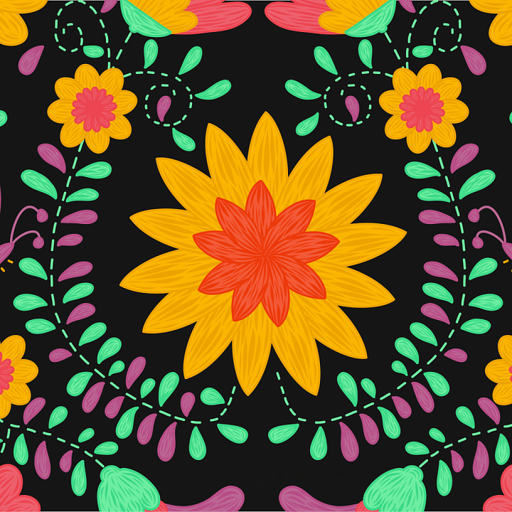 Embroidered Floral Fabric In Vibrant Colors seamless PBR texture preview