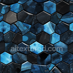 seamless Seamless 3D Black and Blue Marble Mosaic PBR Texture with Hexagonal Tiles texture 8k free download PBR