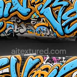 seamless Seamless 3D PBR Graffiti Texture Featuring Bold Blue and Orange Urban Paintwork texture 8k free download PBR