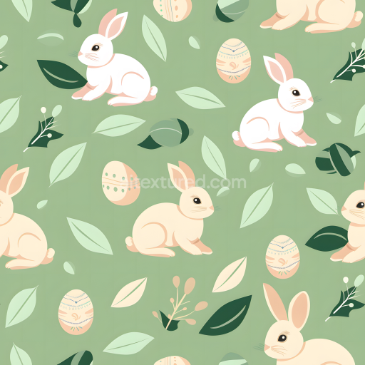 Seamless 3D PBR Easter Digital Paper Texture with Cute Bunnies and Decorative Eggs
