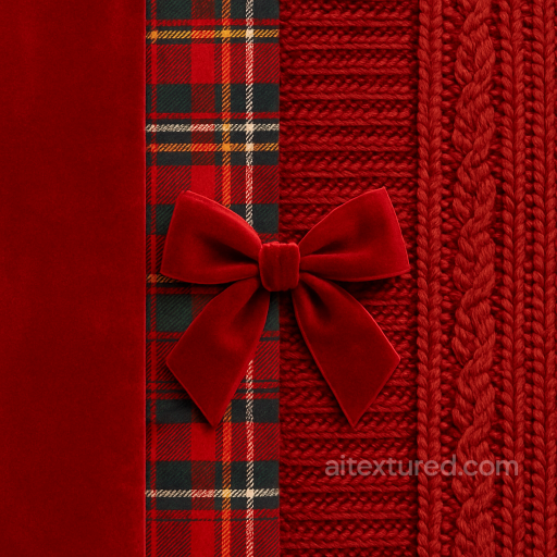 Seamless 8K PBR 3D Texture of Red Velvet Holiday Fabric Surface seamless Merry christmas PBR texture